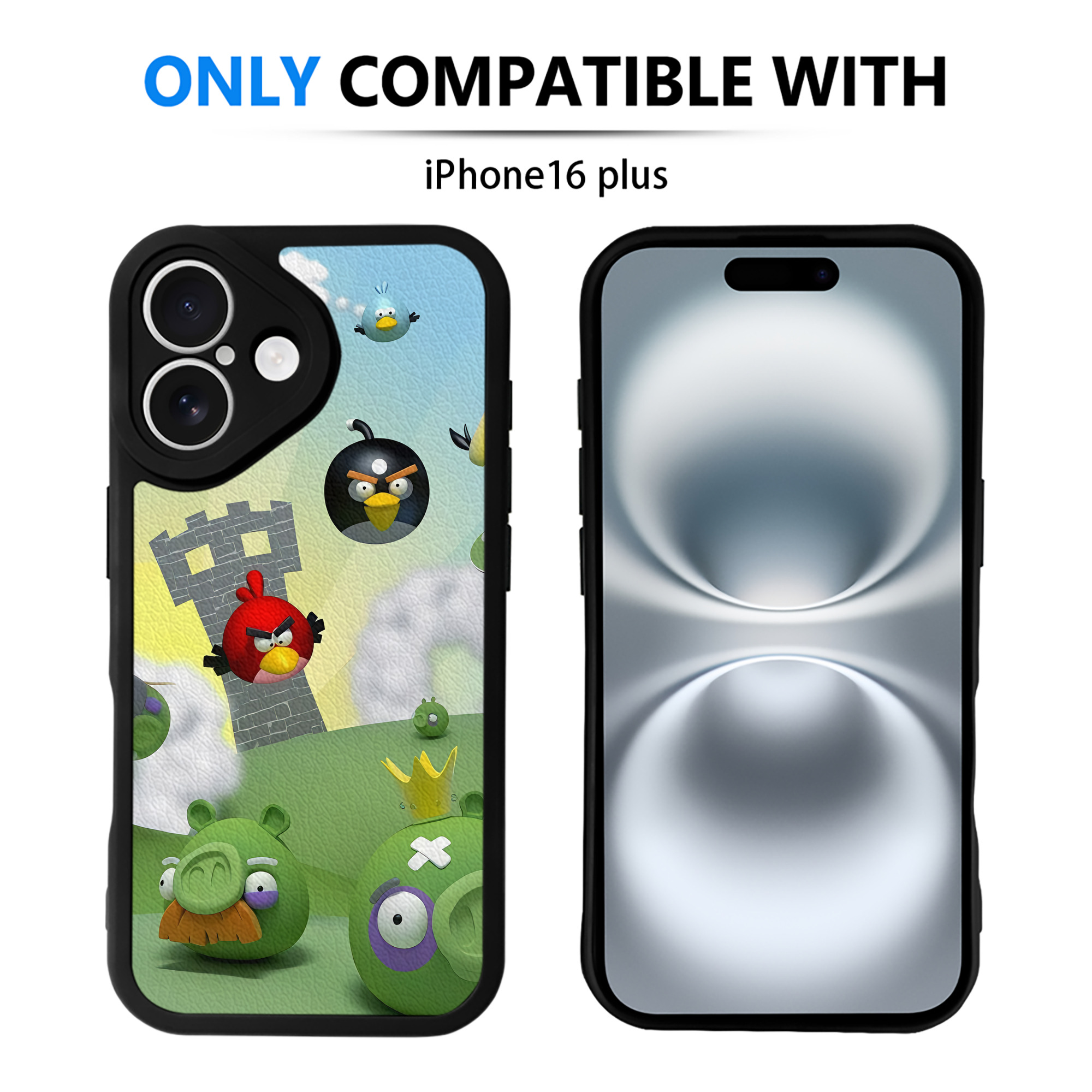 （画像用） Angry Birds アングリーバード 【iPhone 16シリーズ対応】シリコンスマホケース（レザー調） 材質：シリコン